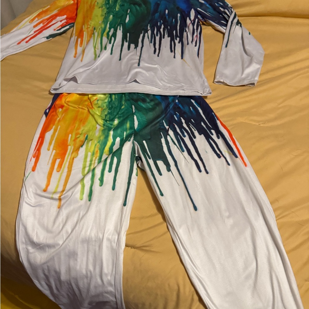 Colorful Drip Pattern Hoodie and Pants Set / artist / painting/ art teacher